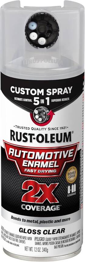 Rust-oleum 445010758795 Rust-oleum 2x Automotive Enamel Custom Spray 5-in-1 Paint 12 Oz Gloss Cl