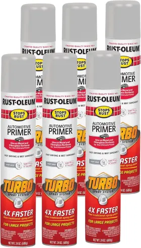 Rust-oleum 445026477451 Rust-stop Turbo Automotive Primer Spray 24 Oz Flat Gray 6 Pack