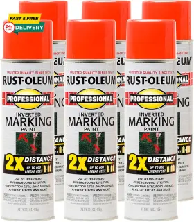 Rust-oleum 445027735765 266590-6pk Professional 2x Distance Inverted Marking Spray Paint 15