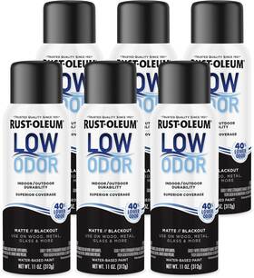 Rust-oleum 445038632633 Rust-oleum Low Odor Premium Spray Paint 11 Oz Matte Blackout 6 Pack