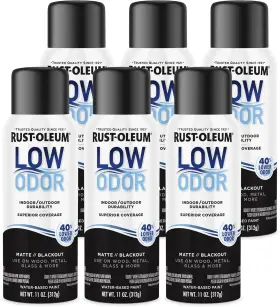 Rust-oleum 445038632633 Low Odor Premium Spray Paint 11 Oz Matte Blackout 6 Pack