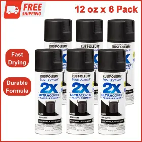 Rust-oleum 445042395357 Painters Touch 2x Ultra Cover Spray Paint 12 Oz Semi-gloss Black