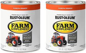 Rust-oleum 445056543553 Rust-oleum 280159-2pk Farm And Implement Enamel Paint Quart Kubota Orange
