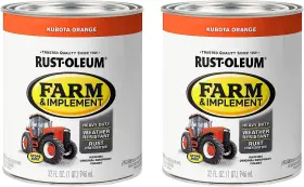 Rust-oleum 445056543553 280159-2pk Farm And Implement Enamel Paint Quart Kubota Orange
