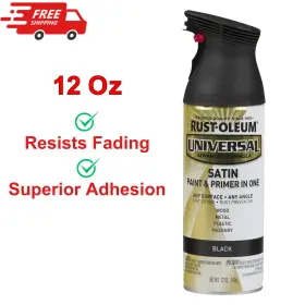 4760718 Rust-oleum Universal All Surface Interior/exterior Satin Spray Paint Black 12oz