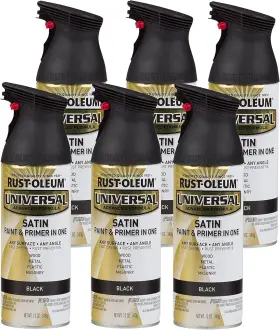 Rust-oleum 629722471648 245197-6pk Universal All Surface Spray Paint 12 Oz Satin Black 6pack