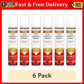 Rust-oleum 705353054396 334133-6pk Stops Turbo Spray Paint 24 Oz Gloss White 6 Pack