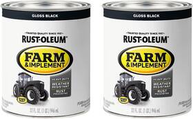 Rust-oleum 705353414190 Rust-oleum 280104-2pk Farm And Implement Enamel Paint Quart Gloss Black Pack Of