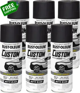 Rust-oleum 711181901474 332289-6pk Automotive Custom Lacquer Spray Paint 11 Oz Matte Black
