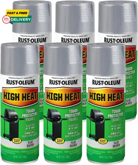 Rust-oleum 726084572348 7716830-6pk High Heat Enamel Spray Paint 12 Oz Silver 6 Pack