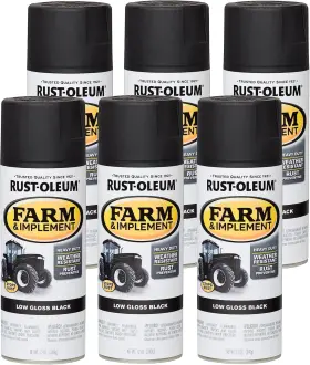 Rust-oleum 744759997265 280130-6pk Farm And Implement Spray Paint Low Gloss Black Pack Of 6