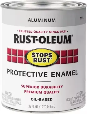 7715502 Rust-oleum Stops Gloss Brush On Paint Quart Metallic Aluminum