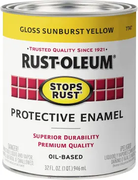 7747502 Rust-oleum Enamel Stops Brush On Paint Quart Gloss Sunburst Yello