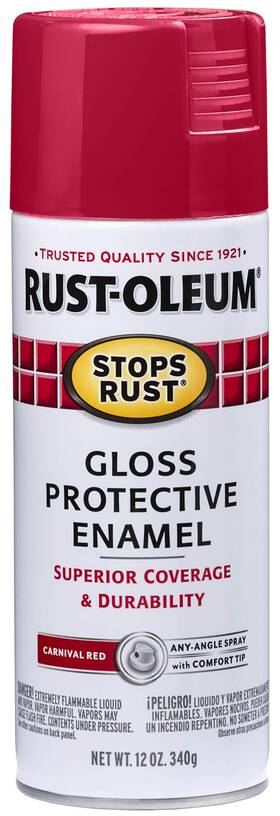 Rust-oleum 7763830 Stops Protective Enamel Spray Paint 12oz Gloss Carnival Red