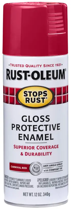 7763830 Rust-oleum Stops Protective Enamel Spray Paint 12oz Gloss Carnival Red