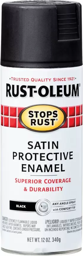 7777830 Rust-oleum Stops Spray Paint 12 Oz Satin Black