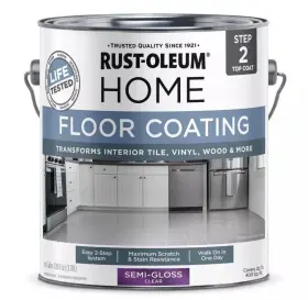 358584 Rust-oleum Home Interior Floor Coating Paint 1 Gal Semi-gloss Clear
