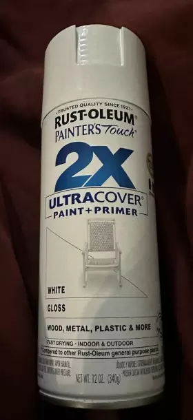 Rust-oleum Painters Touch 2x 020066387396 12 Oz. Gloss White Spray Paint For Wood Metal Plastic Cover