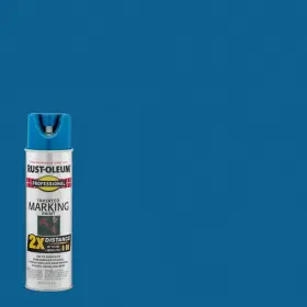 266575 Rust-oleum Professional 15 Ounce Flat Caution Blue Exterior 2x Distance Inverted Marking Spray Paint