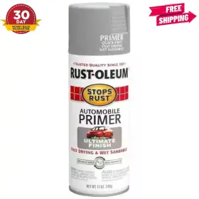 Rust-oleum Stops Rust 020066208189 12 Oz. Flat Light Gray Automotive Primer Spray Auto Oz Of Paint New