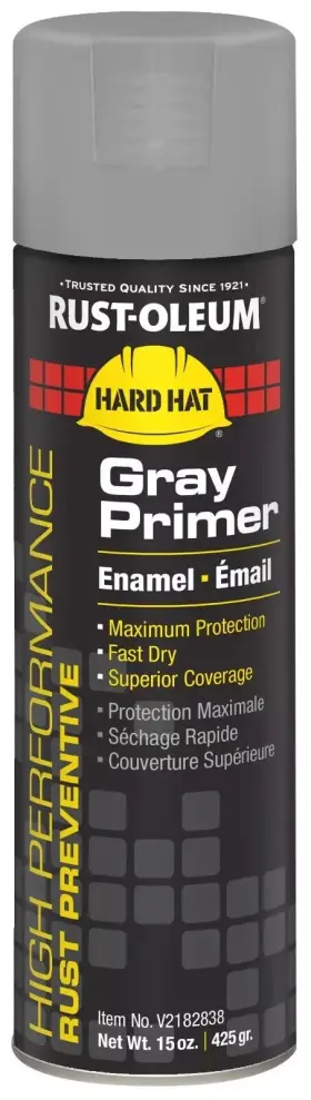 V2182838 Rust-oleum Inch Hard Hat Gray Primer Spray Enamel 15 Oz. Can