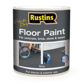 Fpgy1000 Rustins 1 Litre Quick Dry Grey Floor Paint - Durable Easy Apply Home Improvement