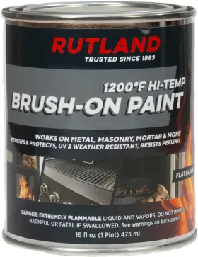 Rutland Products 445011850863 Black 1200-degree F Brush-on Flat Stove Paint 16 Flui