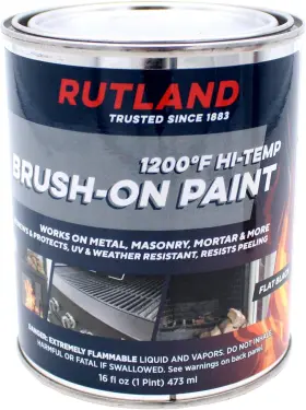 Rutland Products 445057510554 Black 1200-degree F Brush-on Flat Stove Paint 16 Flui