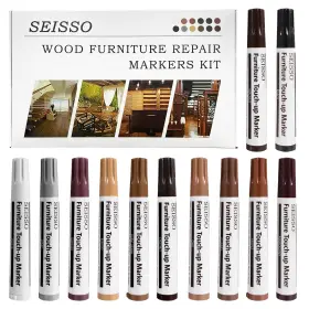 0105-12 Seisso Furniture Touch Up Markers Wood Repair Kit For 12 Colors W