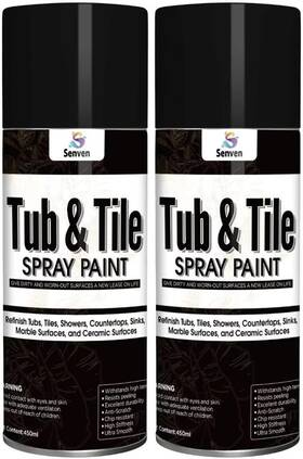 Senven 313040883862 Black Tub Tile Spray Paint High Gloss Waterproof Bathtub