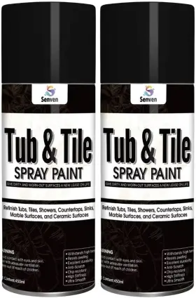Senven 313040883862 Black Tub Tile Spray Paint High Gloss Waterproof Bathtub