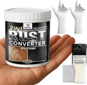 Senven 313111669661 2 In 1 Rust Converter And Metal Primer 5 Oz Black Reformer Paint For