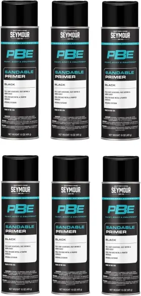 20-1672 Seymour Pbe Sandable Primer Black 15oz Automotive Fast-dry Smooth Base Coat 6-pk