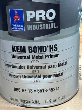 Sherwin-williams 6513-45241 1 Gallon Kem Bond Hs Universal Metal Steel Primer Flat Gray
