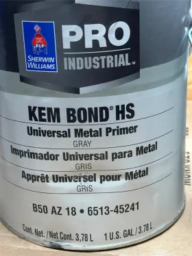 6513-45241 Sherwin-williams 1 Gallon Kem Bond Hs Universal Metal Steel Primer Flat Gray