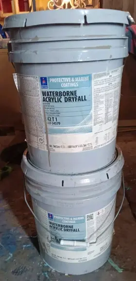 63368 Sherwin-williams B42t1 Waterborne Acrylic Dryfall Two 5 Gallon Buckets Near Full 99 Obo Pickup