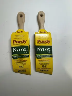144153220 Sherwin Williams Company The Purdy Nylox Cub 2 Inch Souple Angle Trim Paint Brush. Pack Of 2. Ships Free