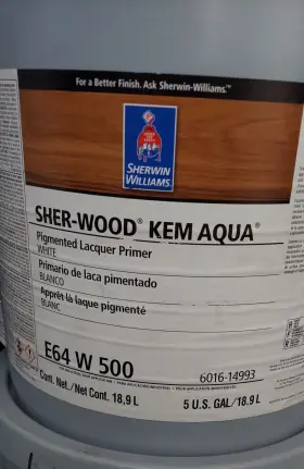 601614993 Sherwin Williams Kem Aqua E64 W 500 5 Gal. Buckets Sher-wood White Laquer Primer