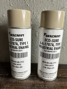 30372 Skilcraft Eco-sure Industrial Lot Of 2 Enamel Spray Paint Flat Brown