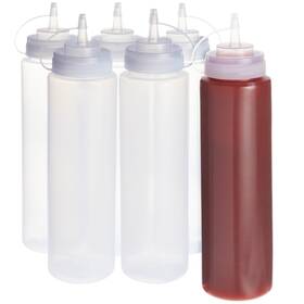 Stockroom Plus 194425593589 Condiment Squeeze Bottles - 24 Oz Clear 6-pack Plastic Squ