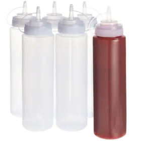 Stockroom Plus 194425593589 Condiment Squeeze Bottles - 24 Oz Clear 6-pack Plastic Squ