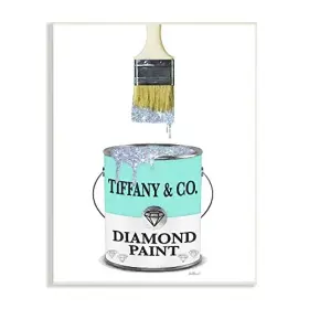 Stupell Industries 196216322064 Fashion Blue Diamond Paint Glam Paintbrush Designer Style Designed By Amanda