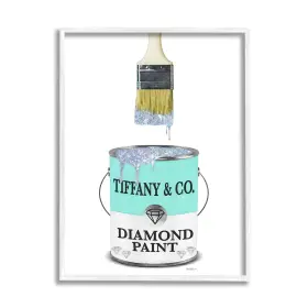 Stupell Industries 196216322071 Fashion Blue Diamond Paint Glam Paintbrush Designer Style