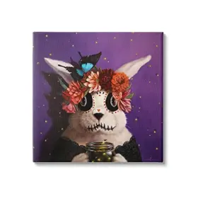 Stupell Industries 196216659665 Floral Day Of Dead Face Paint Bunny Butterfly Design By Lucia Heffernan