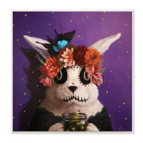 Stupell Industries 196216659757 Floral Day Of Dead Face Paint Bunny Butterfly Design By Lucia Heffernan