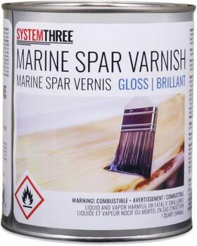 System Three 726084532083 Marine Spar Varnish Gloss Epoxy 1 Quart Can Uv Resistant Finish