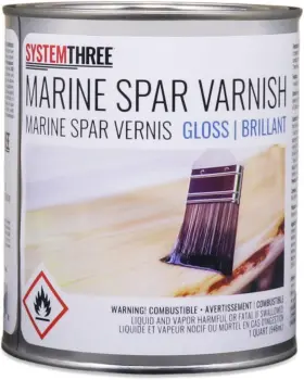System Three 726084532083 Marine Spar Varnish Gloss Epoxy 1 Quart Can Uv Resistant Finish