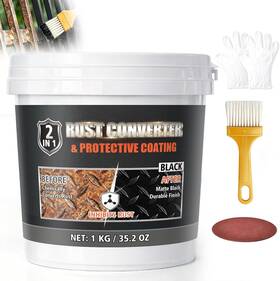 Tailgenci 445056688674 2-in-1 Rust Converter Paint And Metal Primer 35 Oz Black Reformer Encapsul