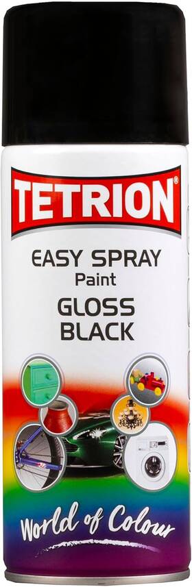 Tetrosyl Ltd Epb406 Tetrion Easy Spray Paint Gloss Black 400ml Acrylic For Wood Metal Plas