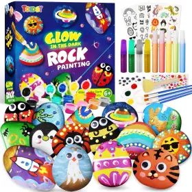 Rock-0715 Toidgy Rock Painting Kit For Kids - Glow In The Dark Arts And Crafts Gift Boys